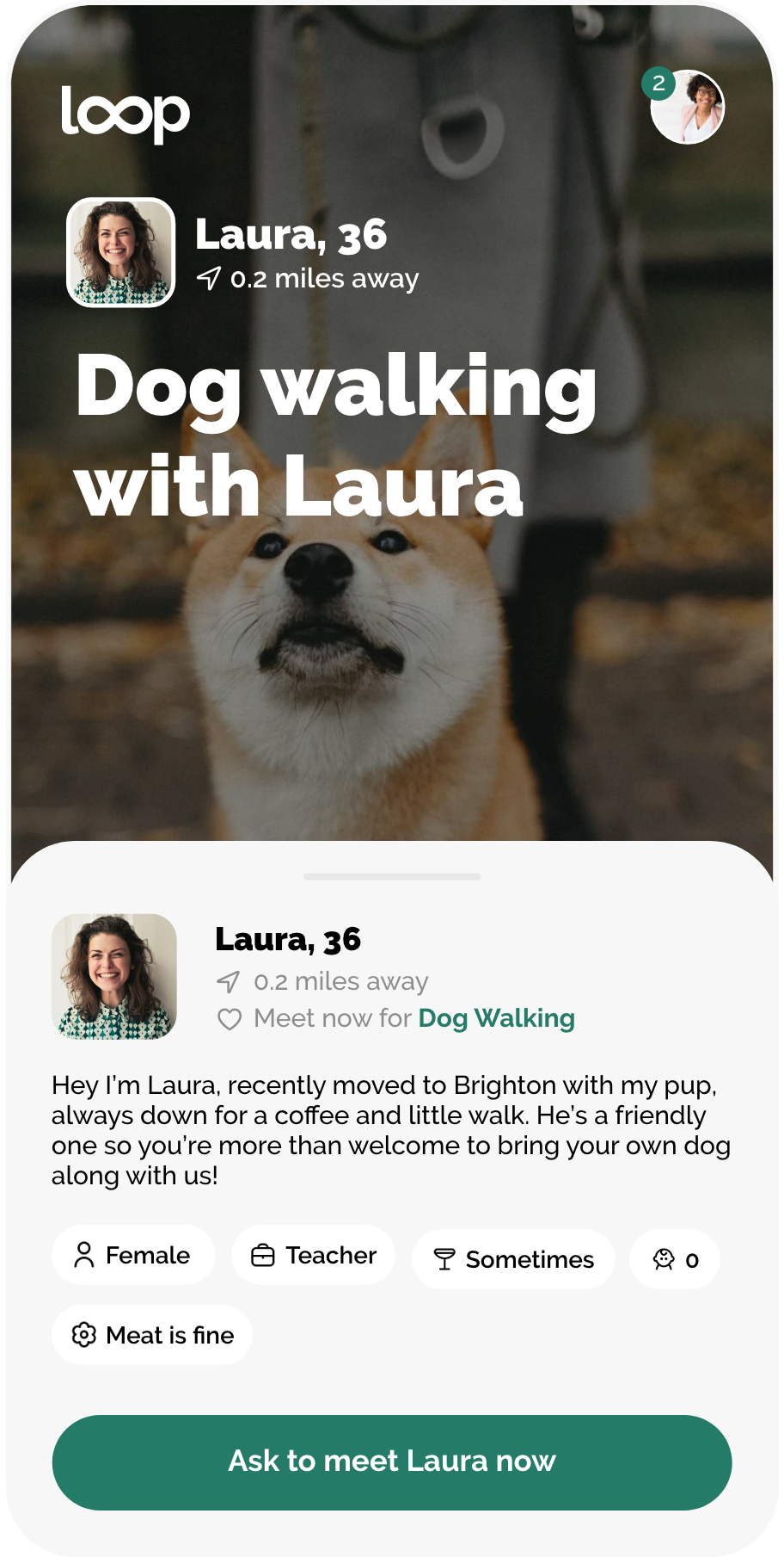 Dog Walking on Loop Meet Up App