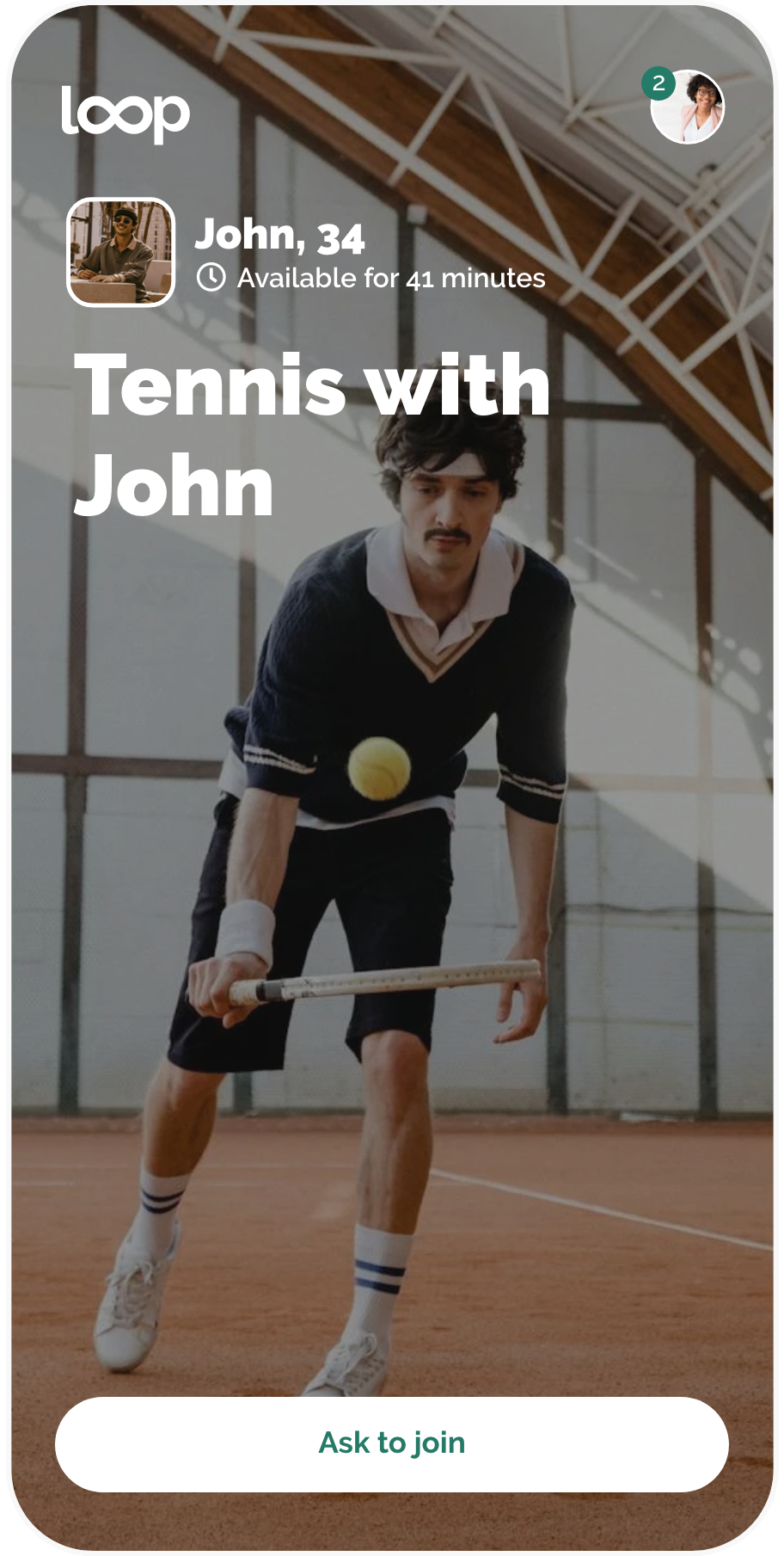 Tennis on Loop Meet Up App